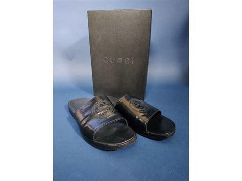 Gucci ciabatte vintage monogram in cuoio e pelle usate in buone 